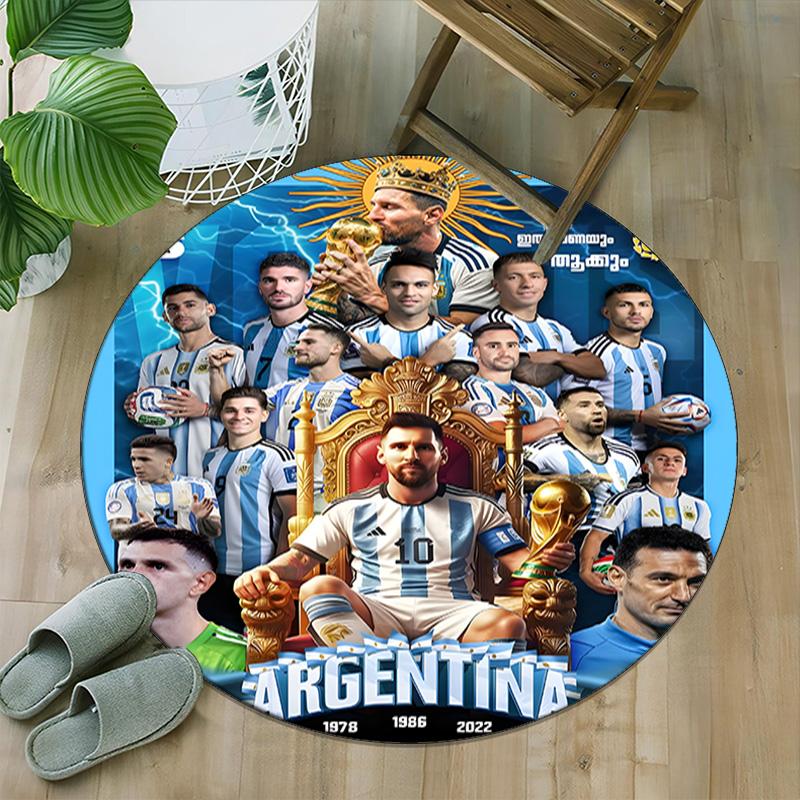 1pc M-Messi1 Carpet, Round Rug, Comfortable, Suitable for Entryways, Living Rooms, Office, And Bedrooms, Christmas Decoration