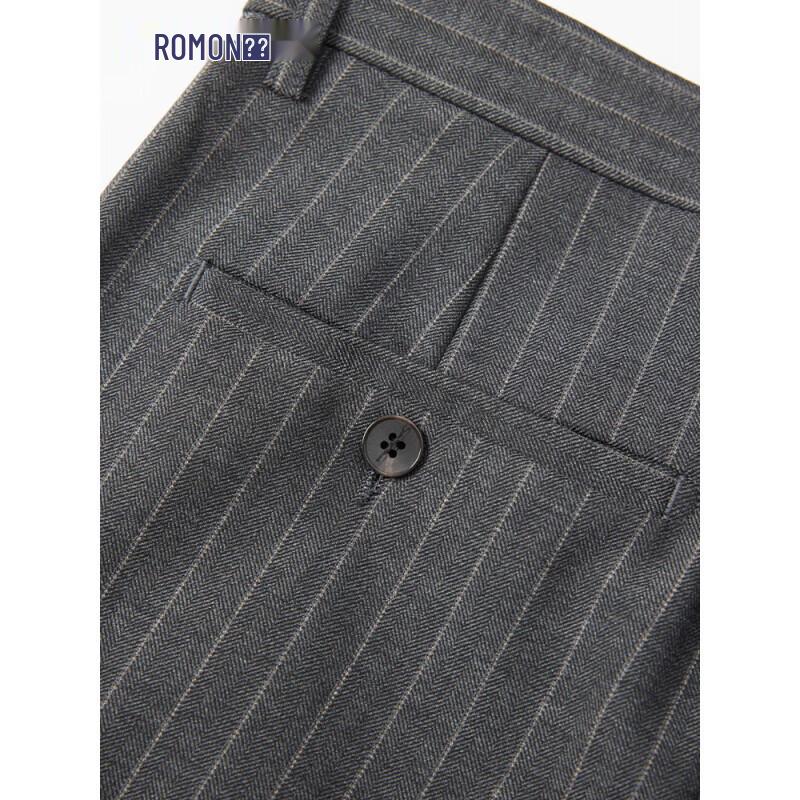ROMON E Men's Striped 3-Piece Business Suit