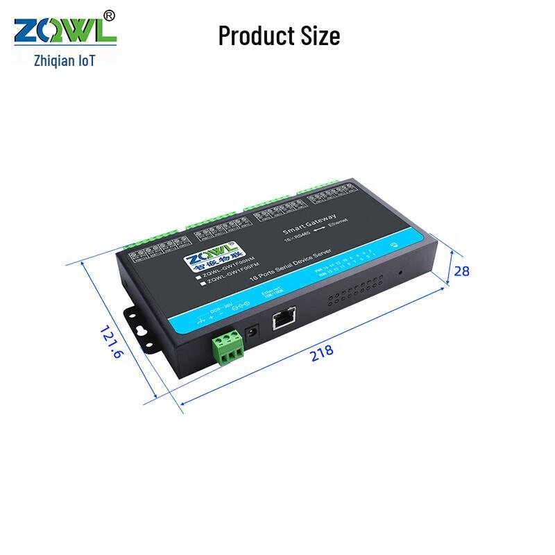 16-Port RS485 to Ethernet Modbus Gateway