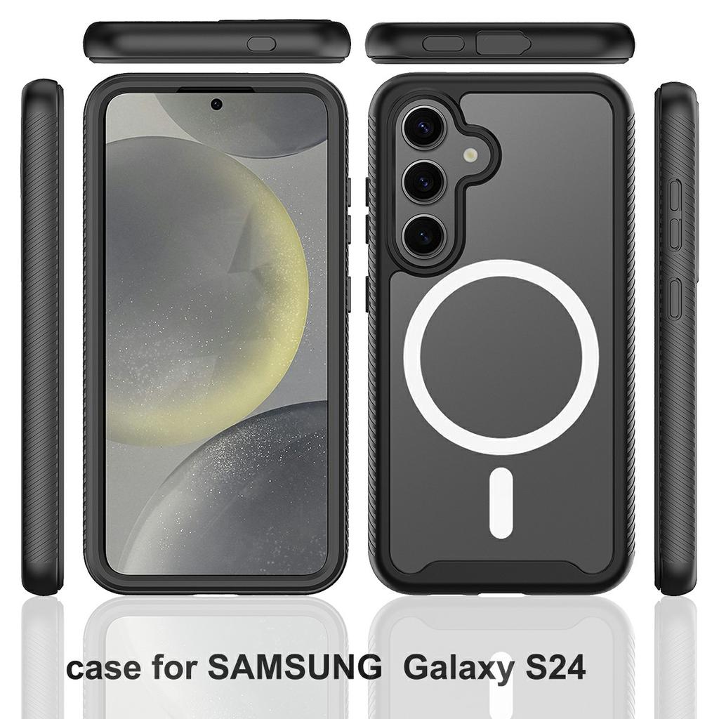 For Samsung Galaxy S24+ Magnetic Case PC+TPU Phone Cover with PET Screen Film All-Around Protection
