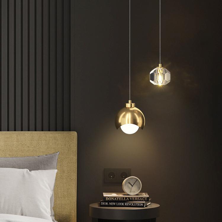Luxury Crystal Bedside Hanging Lamp: Modern High-End Design for Bedroom or TV Wall