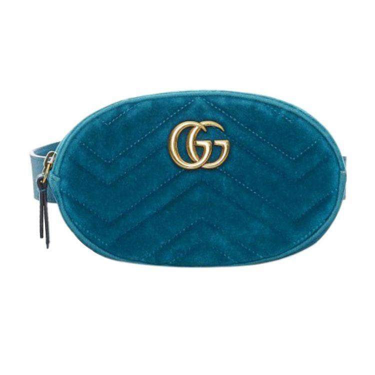 

Gucci GG Marmont Quilted Velvet Belt Bag Teal Blue Daily Party 476434-9FRDT-4462 Basic Set (Bag+Dust Bag)