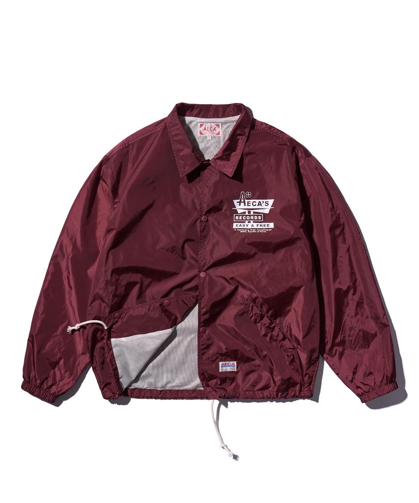 Aeca Aeca Record Shop Nylon Coach Jacket-Burgundy