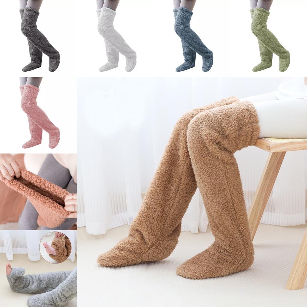 High Sock Knee Slipper Plush Cozy Fuzzy Socks Women Warm Soft Fluffy Thick Gift