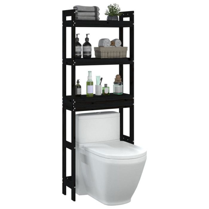 VidaXL Étagère de toilette Noir 63x26x171 cm Bois de pin massif 824662