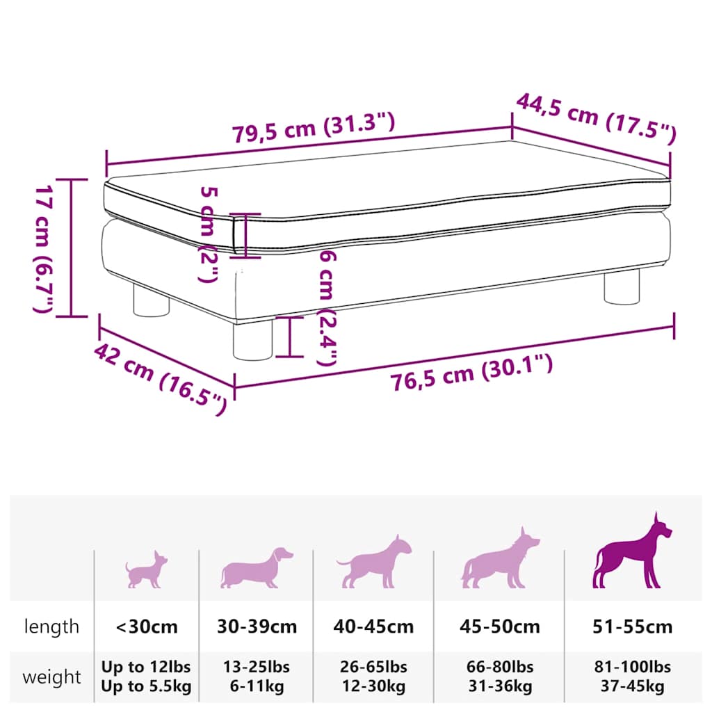 Brown Dog Bed with Extension 100 X 50 X 30 Cm Velvet