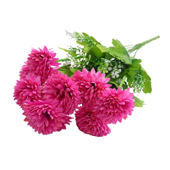 

Artificial Chrysanthemum Bouquet UV Resistant Realistic Fake Silk Flower Wedding Party Indoor Outdoor Garden Faux Flower Decoration рожевий червоний колір