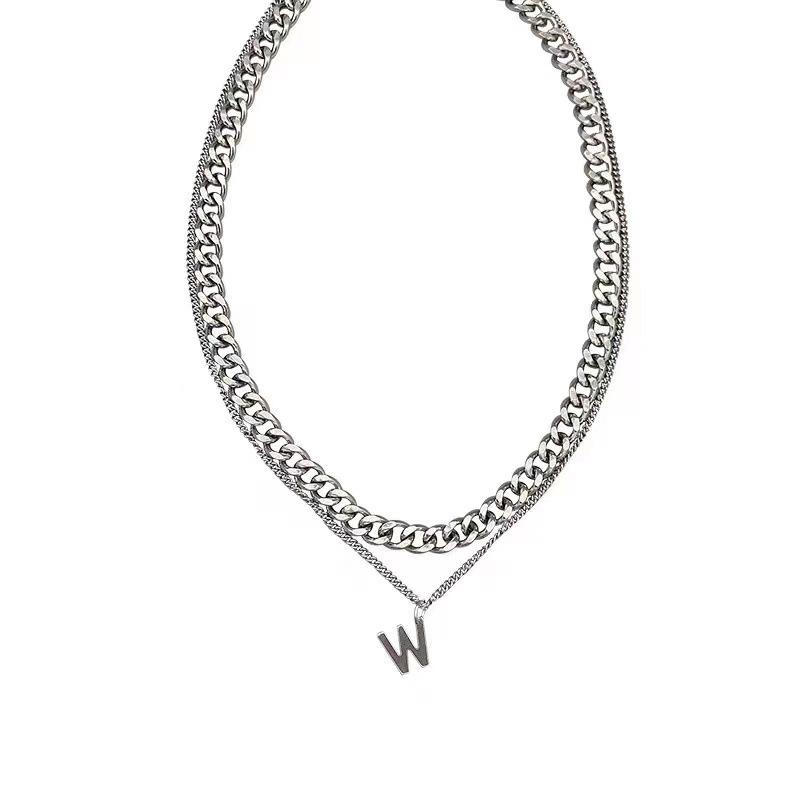 Ins Non Fading W Letter Double-layer Necklace, Personalized and Simple Collarbone Chain, Cool and Versatile Necklace, Trendy Accessory