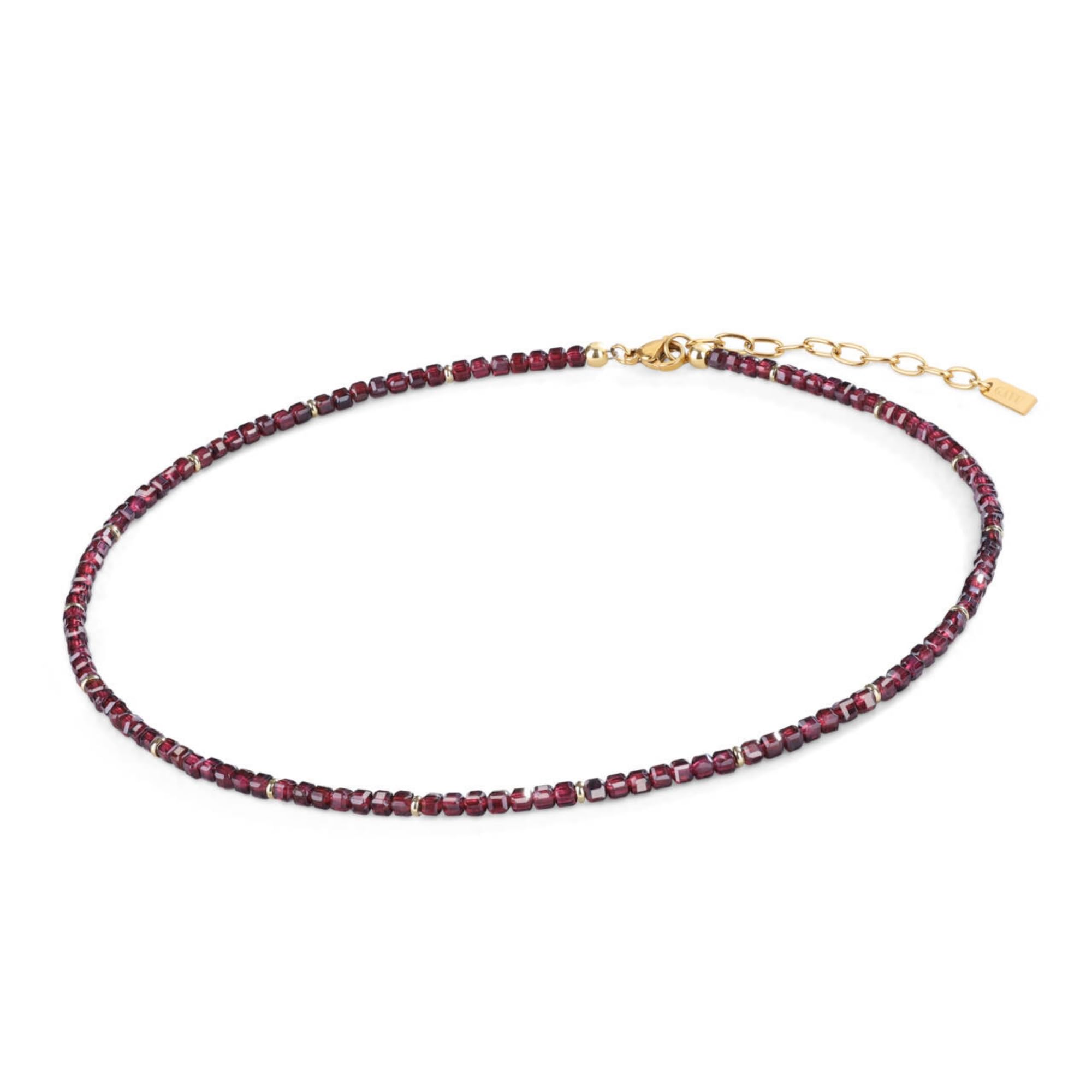 [GAVU] [Garb] 3mm Garnet Cubic Zirconia Power Stone Necklace for Women