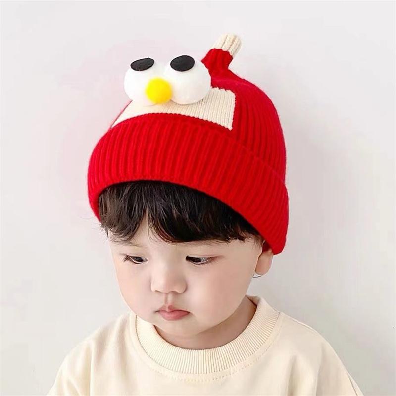 Baby Hats Autumn and Winter Knitted Woolen Hats for Male and Female Babies Cute Super Cute Big Eyed Pullover Hats for Infants Young Children Trendy