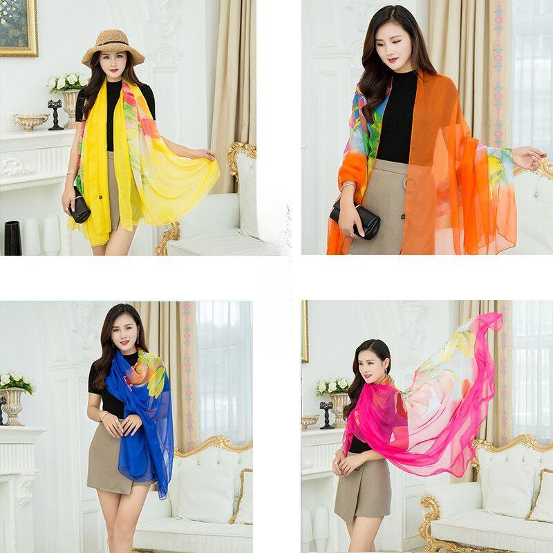 Extra Large Chiffon Printed Scarf White Shawl Dual-purpose Women's Korean Version Autumn and Winter Long Scarf Beach Towel for Women
