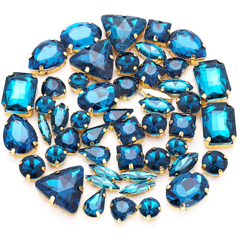 50 Perle di Cristallo a Griffa Singola da Cucire a Mano Trapanino Accessori Fai da Te per Abbigliamento Accessori Matrimonio Trapanino a Griffa da Cucire a Mano con Fori Perline Strass da Cucire