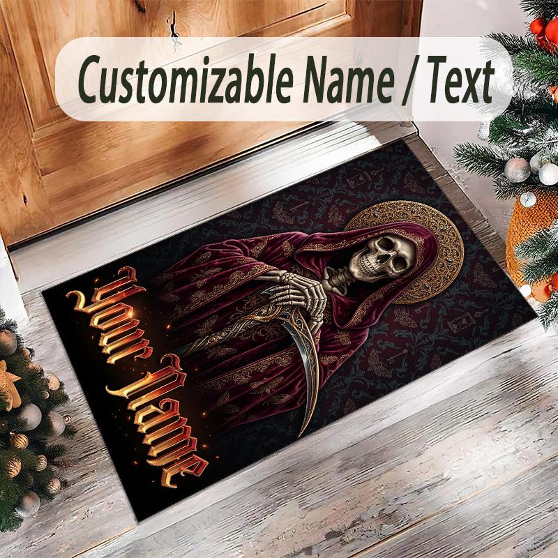 Decorative Artwork Theme Crystal Velvet Rug Personalized Custom Name Text Soft Floor Mat Home Decor