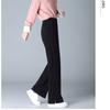 Herbst Winter Frauen Verdickung Warme Elastische Hohe Taille Solide Vintage Lose Beiläufige Mode Weibliche Gerade Hosen Woolen Hosen