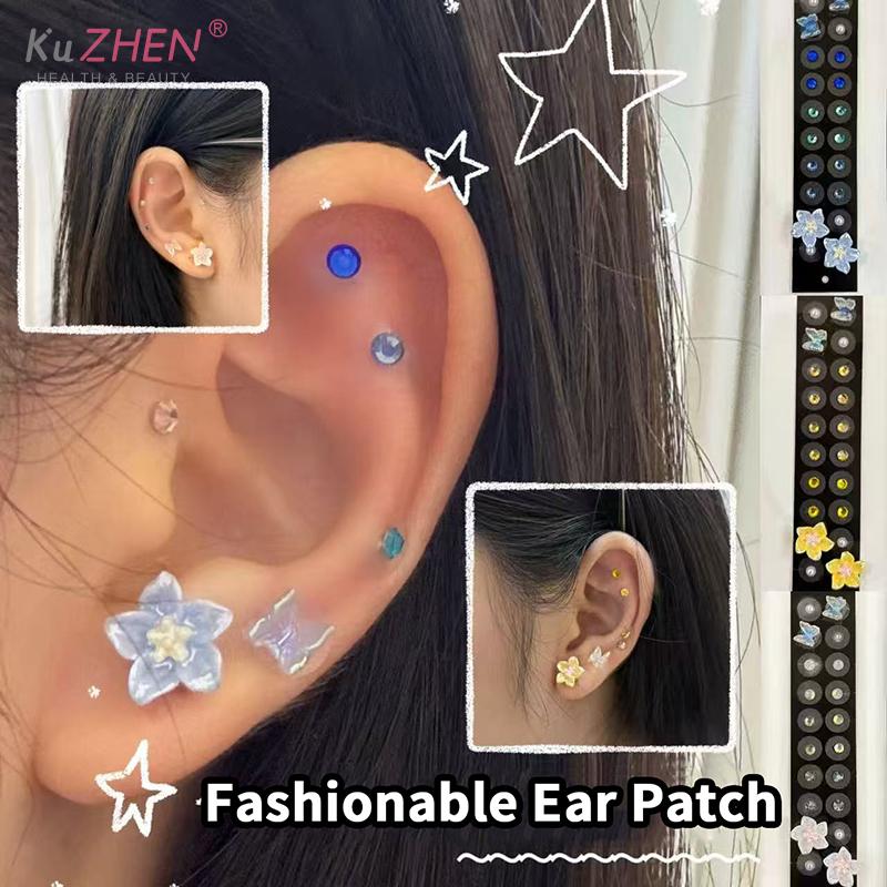 Strass Modeschmetterling Blume Ohrspitzen-Aufkleber Ohrdruck-Pflaster Strass Akupunktur Aurikuläre Ohr-Aufkleber Massagegerät