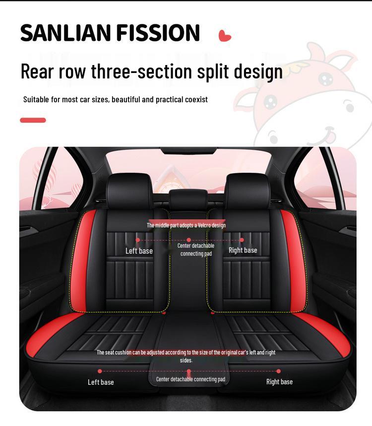 Universal Four-Season Leather & Ice Silk Car Seat Cover Cushion for All Models