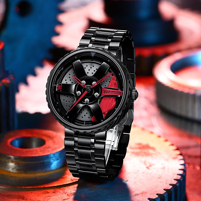 SVJ Men's Large Dial Waterproof Luminous Wristwatch with 3D Hollow Design