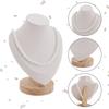 1pc Bust Shaped Velvet Necklace Display Stands with Wood Pedestal Old Lace 14.05x8.55x18.3cm