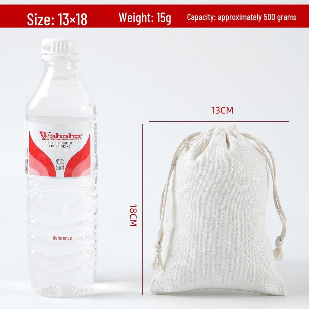 Cotton Linen Drawstring Canvas Bag, Single Layer Breathable Storage for Sundries