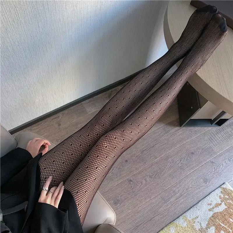 Sexy Women Sheer Pantyhose Tights Seamless Fishnet Nylon Polka Dot Print Black Tight Fish Net Body Stockings Female Hosiery