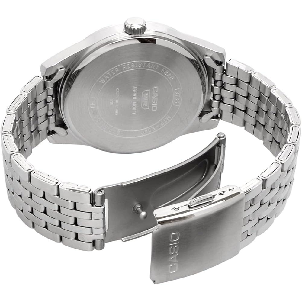 Casio Standard Quartz Men's Watch MTP-E340D-1AV Multi-Calendar 7-Link Band Silver Black