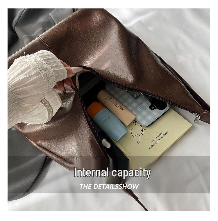 Women's Retro Textured Large Capacity Shoulder & Crossbody Bag - Versatile for Casual and Commuting, Perfect for Autumn