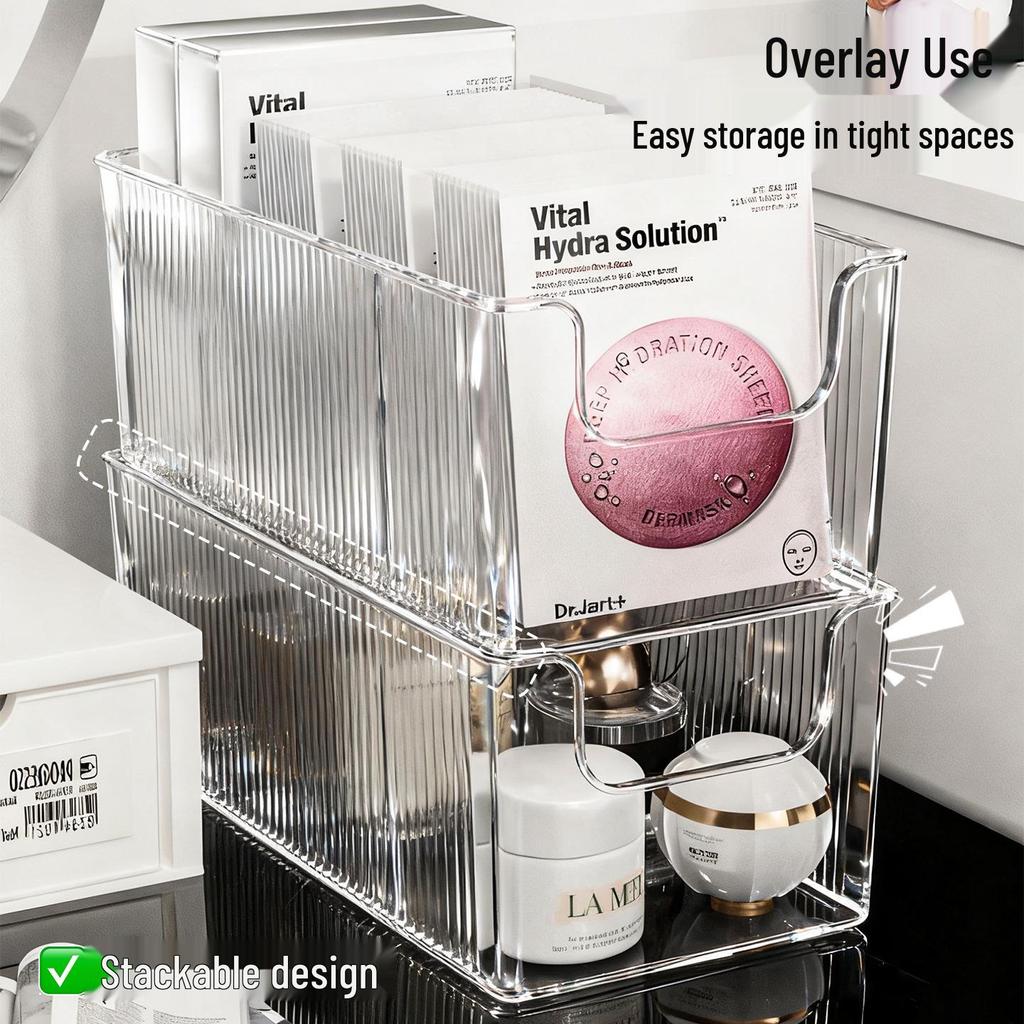 Acrylic Transparent Vanity Organizer – Large Capacity Divided Skincare & Cosmetics Storage Box