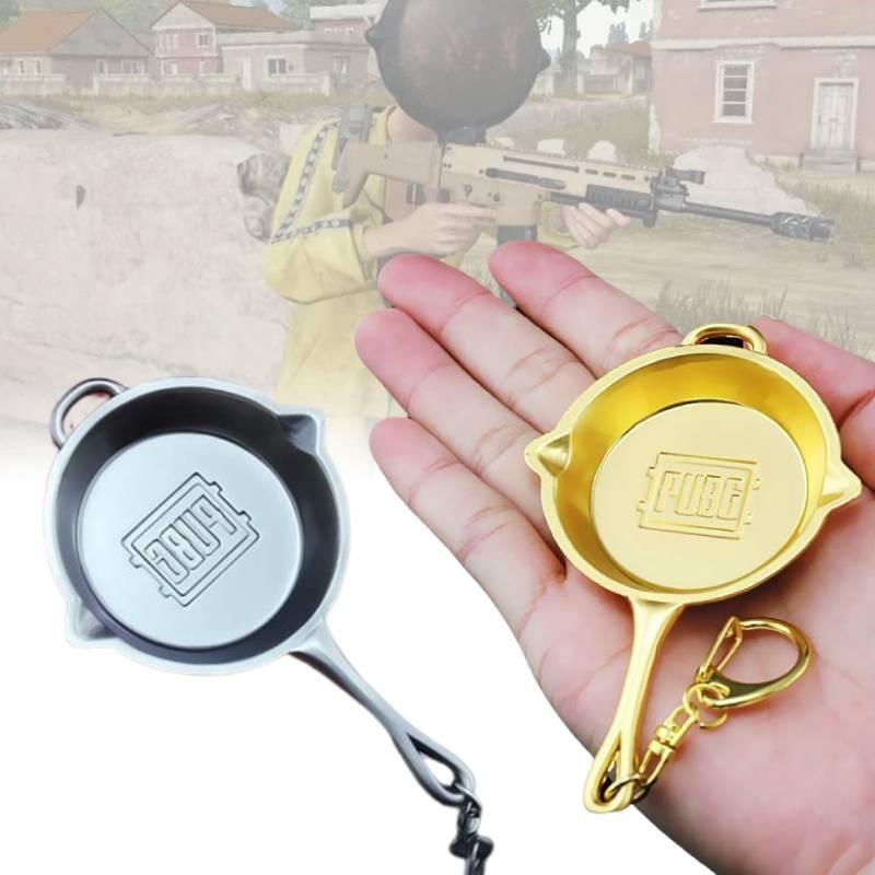 Premium Zinc Alloy Pubg Pan Keychain Metal Souvenir For Gamers And Collectors