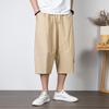 Men'S Linen Shorts Solid Color Loose Straight-Leg Beach Pants Cotton-Linen  Plus SizeTrousers