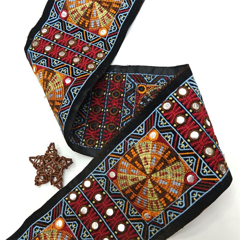 1 Yards Handmade Bohemian Lace Trim Vintage Sequined Ribbon Edging Sewing Supplies