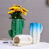 1 Stück Kaktus Keramik Stifthalter Ständer Becher Bleistifthalter Organizer Make-up Pinselhalter für Zuhause Büro Schreibtisch Grün Weiß Kaktus