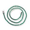 Collana a Catena Cubanina Placcata Argento Zircone Verde Lungo 3mm Stile Hip-hop Punk Europeo Americano Transfrontaliero su Piccola Scala