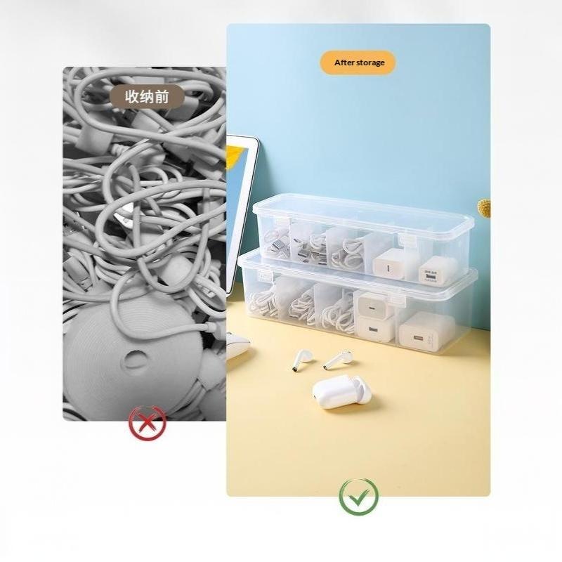 Transparent Data Cable Organizer Case Classification Dustproof Card Organizer With Lid Clutter Collection Box For Office Home
