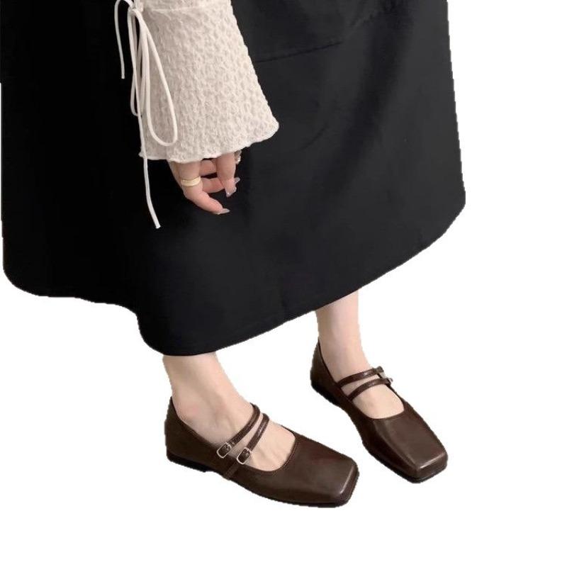 Silver light mouth single shoes women's autumn new temperament square head Mary Jane shoes