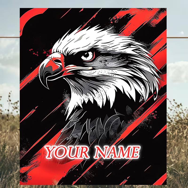 1PC Custom Name Eagle Power Artwork Outdooor Flannel Blankets Patterns Throw Blanket All-Season Soft Gift for Couch, Bed, Camping Gifts