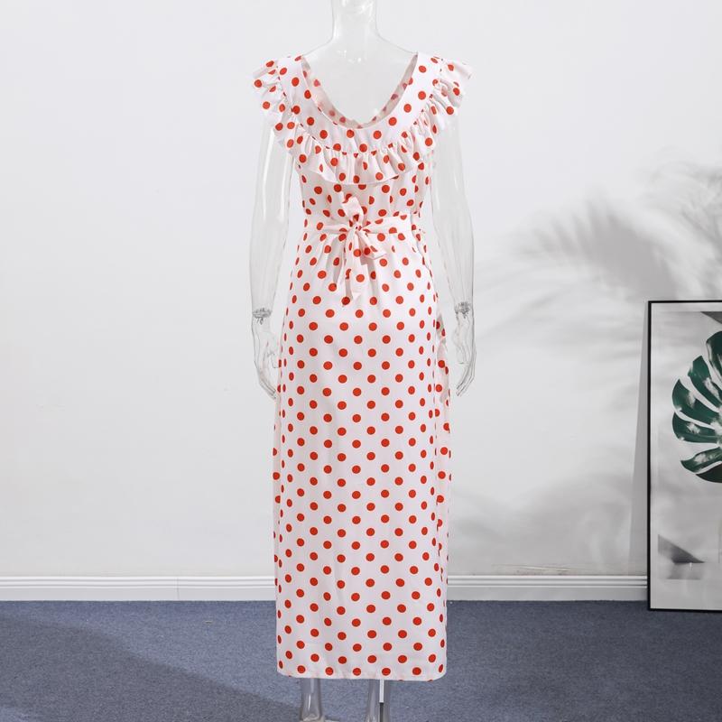 Women's Ruffle Edge One Shoulder Polka Dot Dress with Ruffle Edge Decoration Versatile Daily Style Elegant Summer Short Sleeved Women's Slim Fit Dress