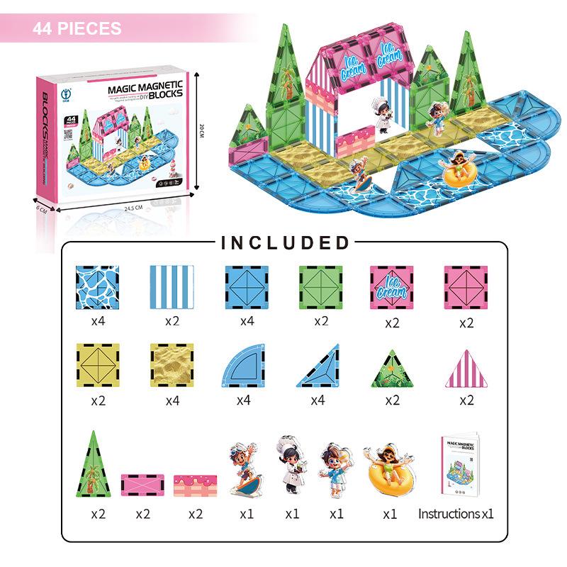 Digou Ice & Snow Park Diamond Pattern Magnetic Building Blocks for Kids