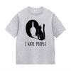Cat Shadow I Hate People Middle Finger TShirt Humor Funny Kitty Meme Graphic T Shirt Casual Fashion ONeck Short Sleeve T Shirt
