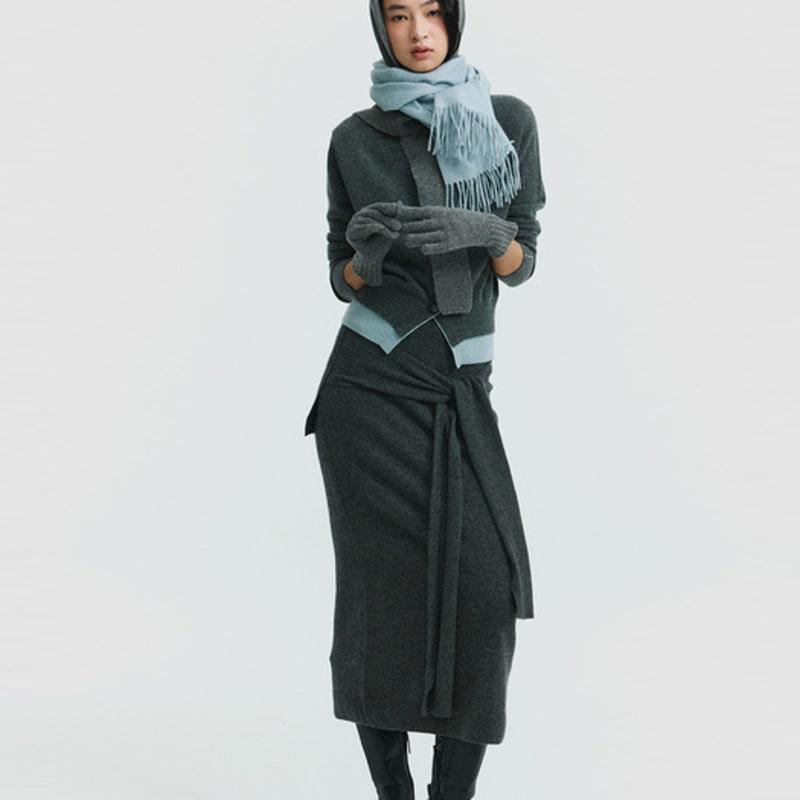 LE CASHMERE Cashmere Basic Gloves (Grey) D7HAW25001GYX