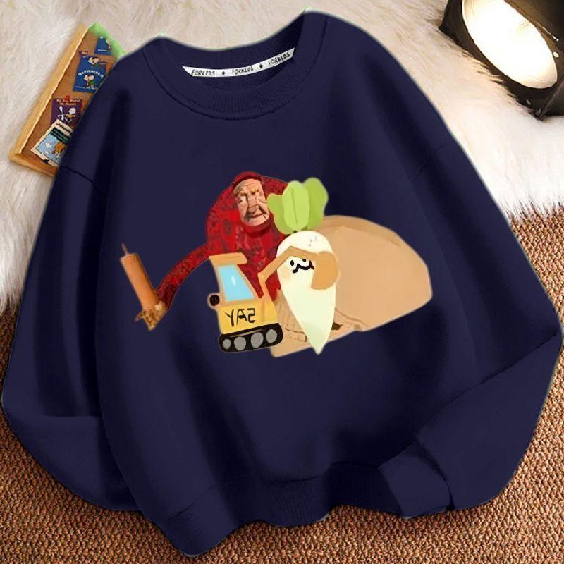 Children's Fashion John's Farm Hoodies for Autumn and Winter, Casual Round-neck Hoodies for Boys and Girls