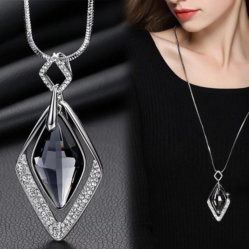 

Длинные ожерелья-подвески для женщин Collier Femme Массивный геометрический воротник Макси Модные украшения