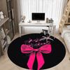 1pc Music Bow Office Round Area Rug, Indoor Mat Suitable ForOffice, Under Office Chairs Bedroom Living Room Home Decor, Room Deco T133