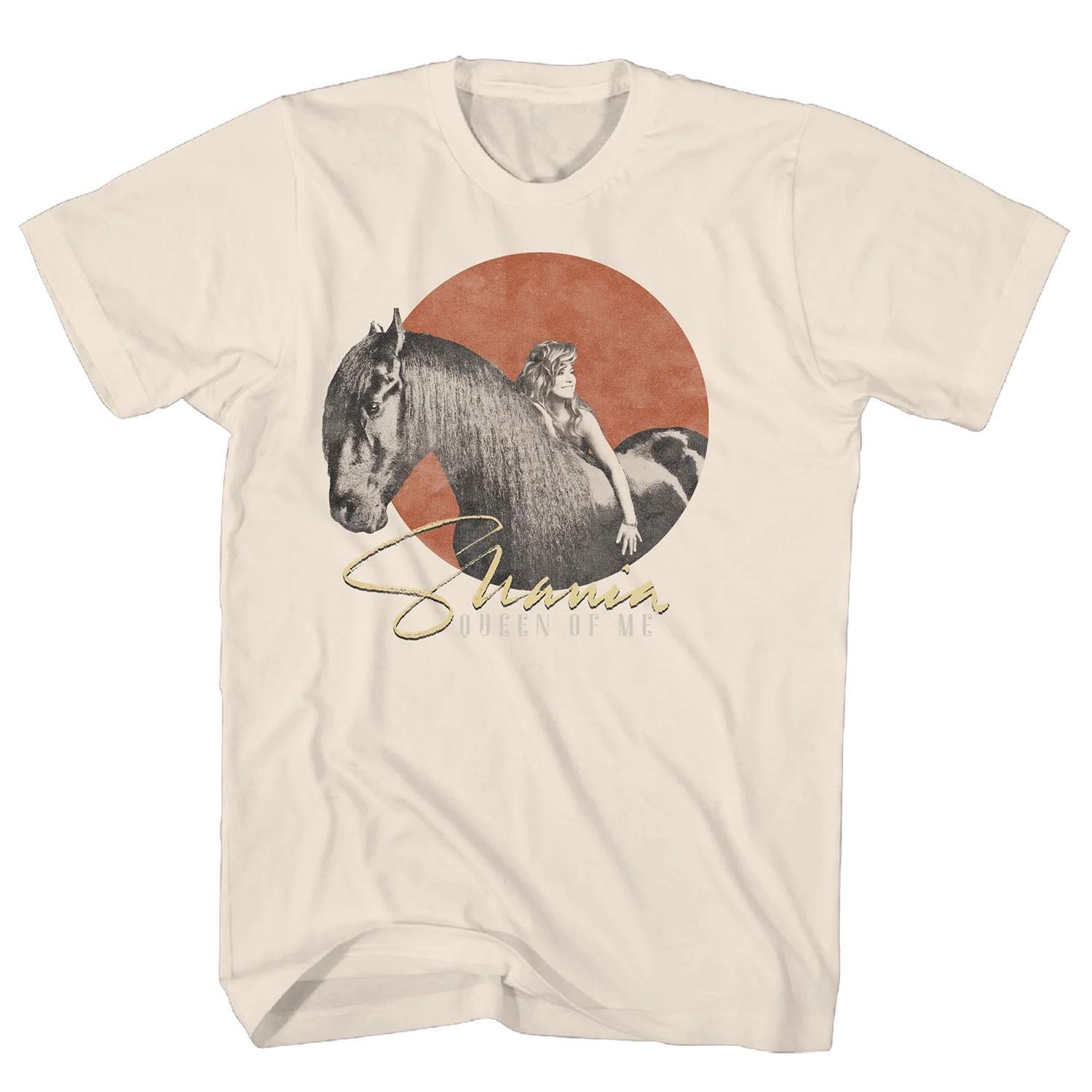 Men s Shania Twain Queen Of Me Horse Distressed On Natural T-shirt XX-Large 3XL