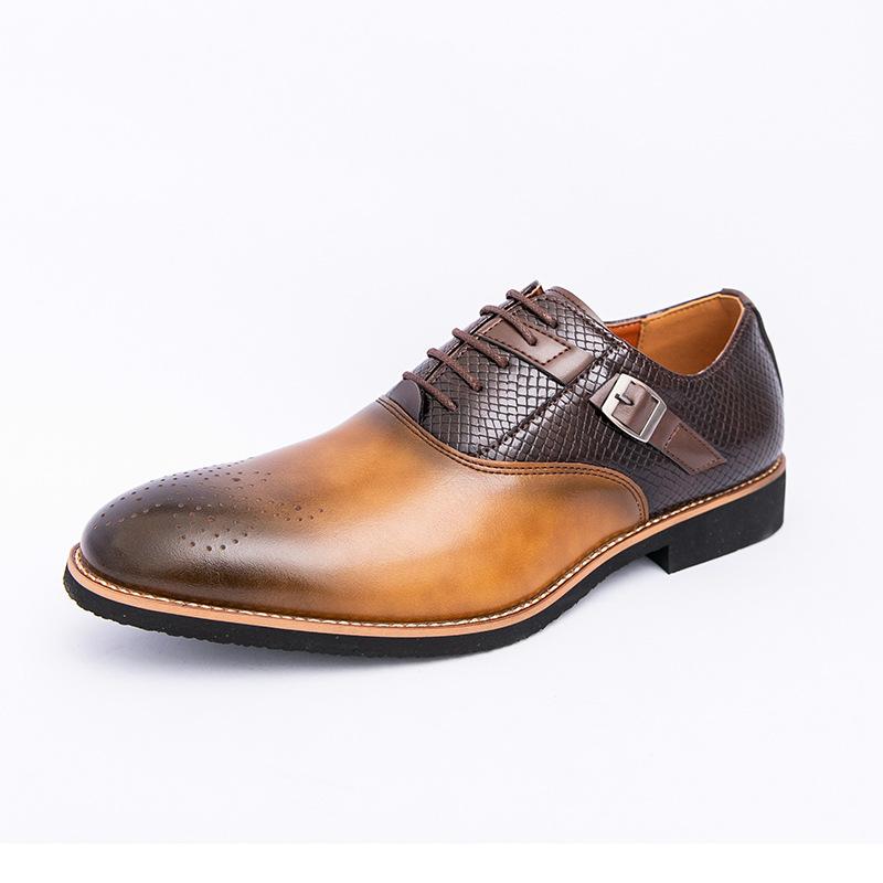 

20252025 Popular men s business breathable pointed head engraved British style lace-up casual leather shoes men 46 хаки