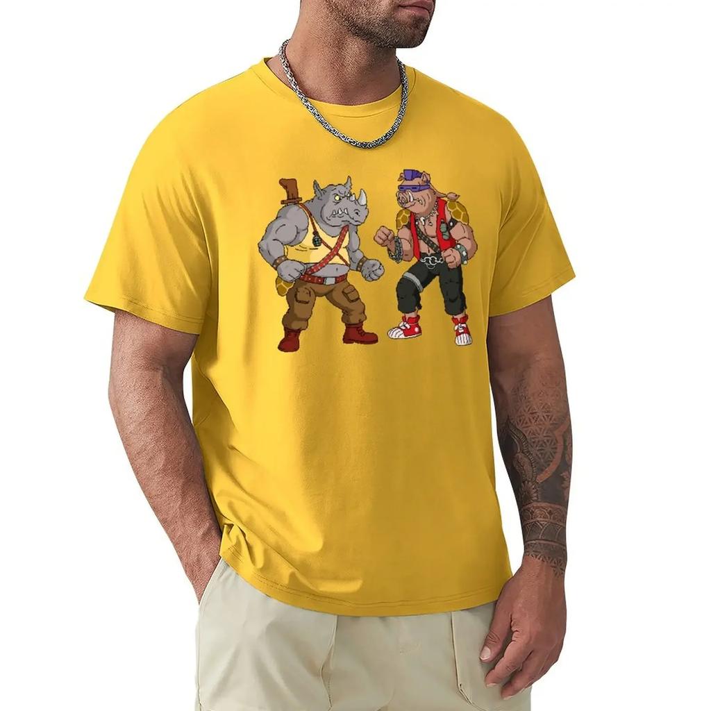 Kawaii Kleidung Sweat Oversize T-Shirt Herren Neue Mode Schwergewicht Kragen Streetwear Bebop Rocksteady - Lustiges T-Shirt mit großem Aufdruck