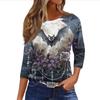 Women's 3/4 Sleeve Loose Fit Casual Shirt Round Neck Halloween Print T-Shirt Top for Everyday Wear