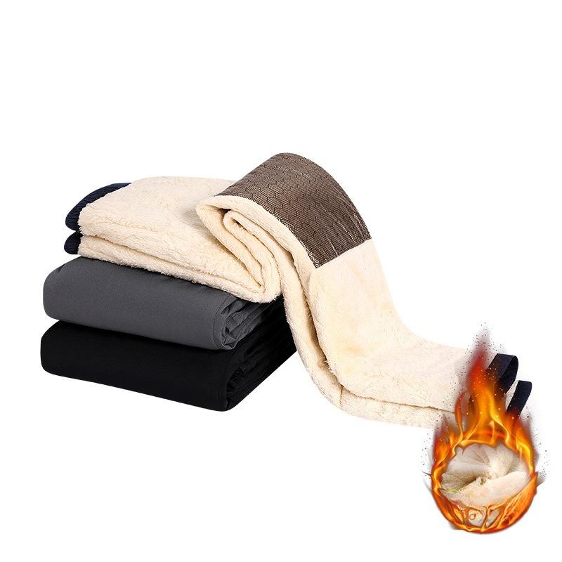 Mountain Outdoor Cotton Pants Men's Winter Warm Graphene Middle-aged and Elderly Plus Velvet Thickened Lamb Velvet Casual Trousers