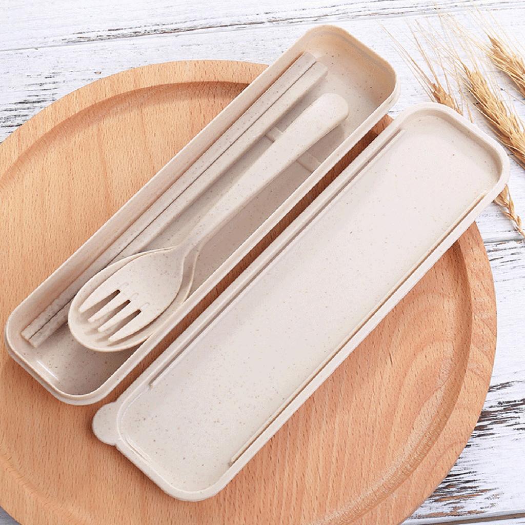 Reusable Travel Utensils Set with Case Portable Chopstick Fork Spoon Tableware Eco Friendly Cutlery Picnic Camping Utensils