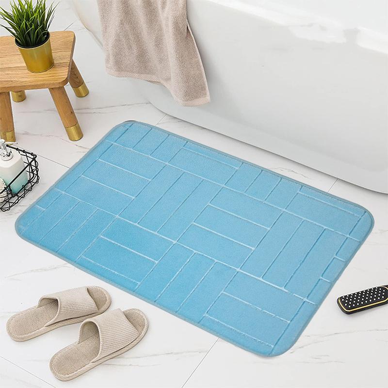 1PC Striped Memory Embossed Bathroom Mat Soft Comfortable Absorbent And Quick Drying Bathroom Mat Machine Washable Door Mat