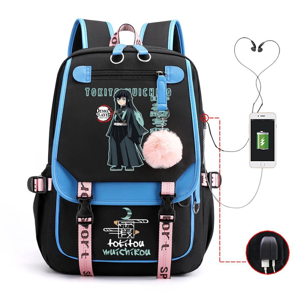 New Animation Schoolbag Children's Contrasting Colors Neutral Printed Primary and Secondary School Students Leisure Backpack with USB Port